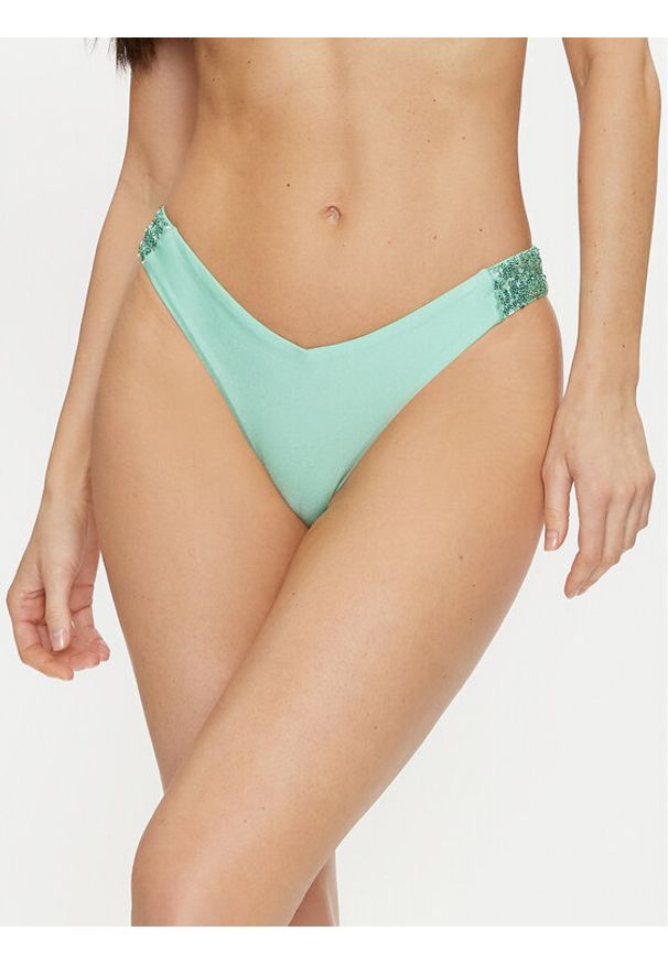 Guess Dół od bikini Sequins E3GO00 KBMV0 Turkusowy. Kolor: turkusowy. Materiał: syntetyk