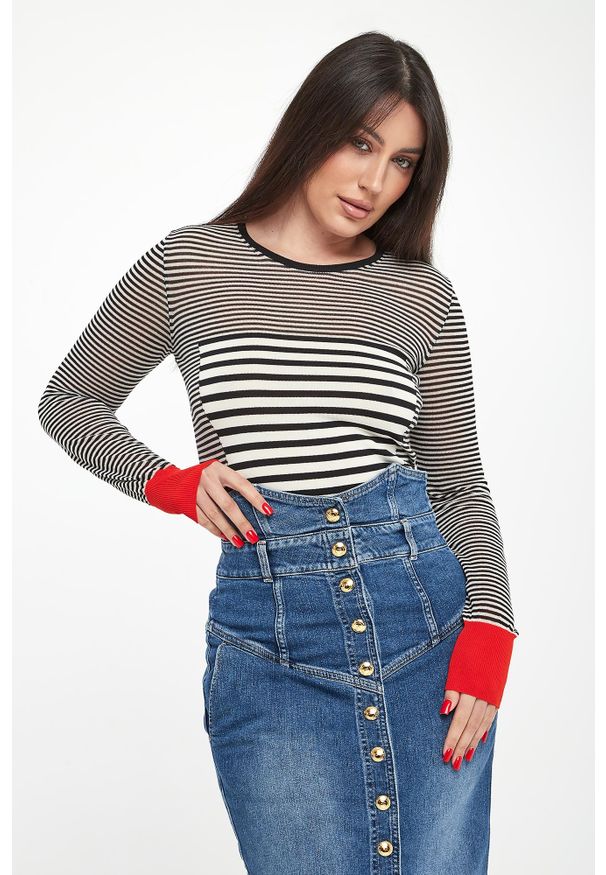 Elisabetta Franchi - Sweter damski w paski ELISABETTA FRANCHI. Wzór: paski