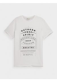 outhorn - T-shirt z nadrukiem męski. Okazja: na co dzień. Materiał: bawełna, dzianina. Wzór: nadruk. Styl: casual