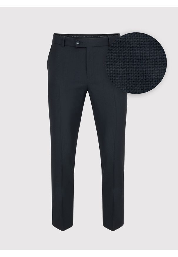 Pako Lorente - PAKO LORENTE – Granatowe spodnie garniturowe. Kolor: niebieski. Materiał: wełna, poliester. Wzór: gładki