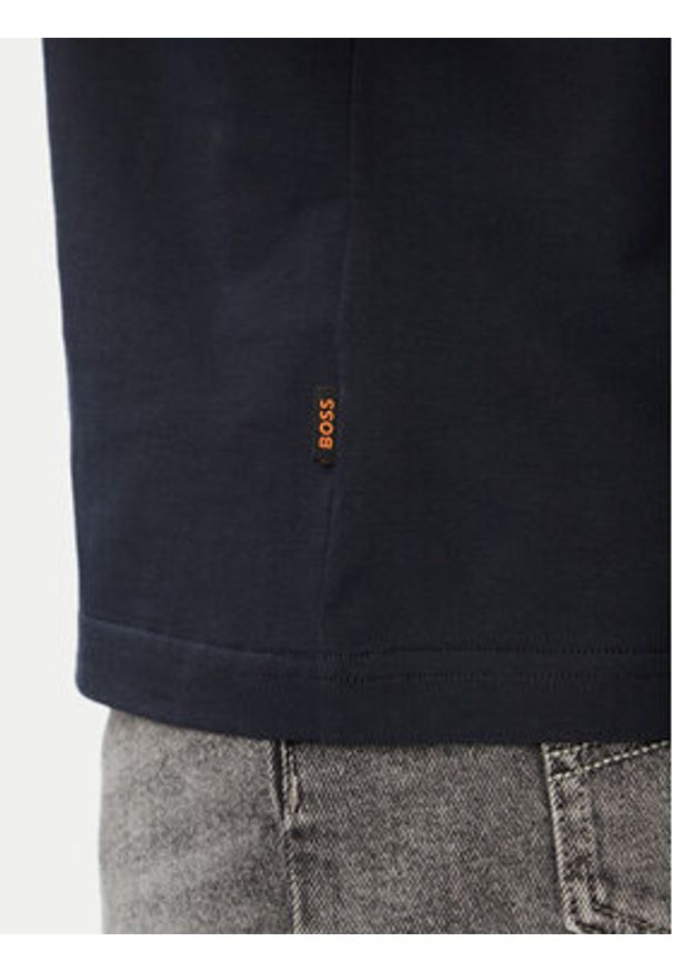 BOSS T-Shirt Logo Tape 50566606 Granatowy Regular Fit. Kolor: niebieski. Materiał: bawełna