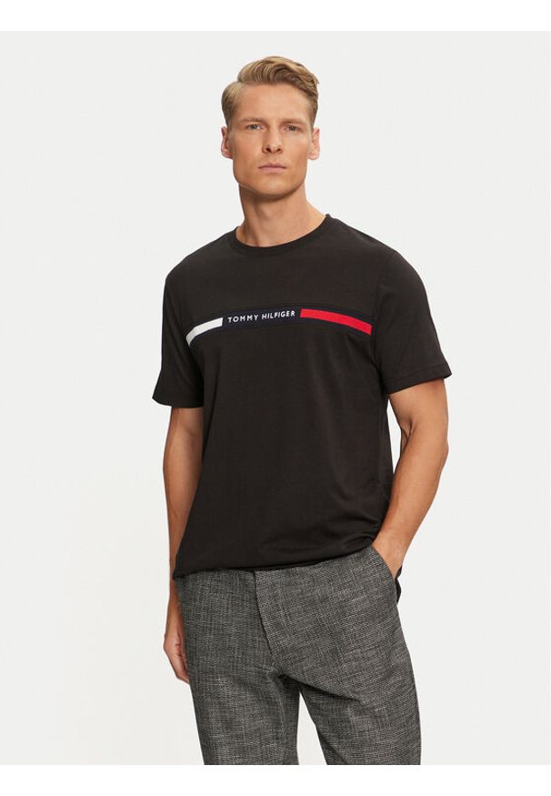 TOMMY HILFIGER - Tommy Hilfiger T-Shirt MW0MW36498 Czarny Regular Fit. Kolor: czarny. Materiał: bawełna