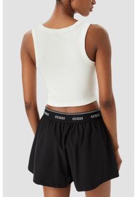 Guess - GUESS Biały krótki damski tank top Silvy Rib, Rozmiar L. Okazja: na co dzień. Kolor: biały. Materiał: materiał, prążkowany. Długość: krótkie. Sezon: lato. Styl: elegancki, casual #3