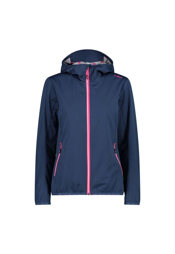 Kurtka z membraną damska CMP Vicky Jacket Fix Hood. Kolor: niebieski. Materiał: softshell. Sport: turystyka piesza