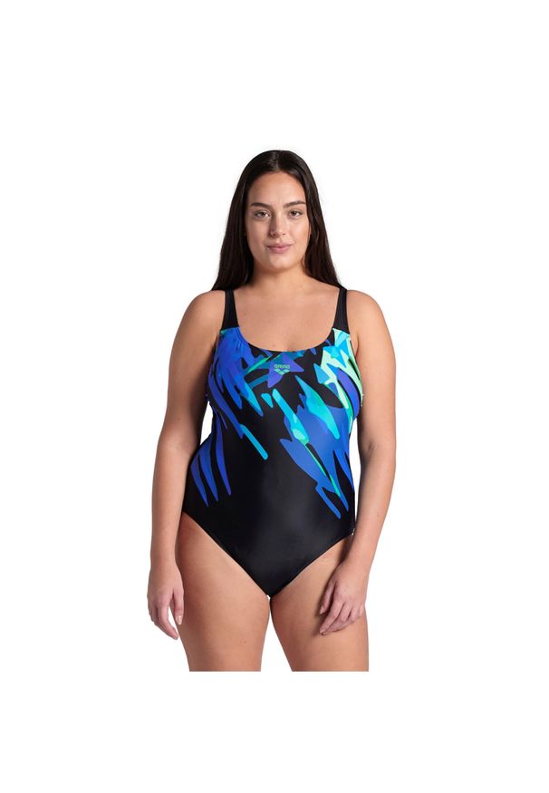Strój kąpielowy jednoczęściowy kostium na basen plażę Arena Talea. Kolor: wielokolorowy, czarny