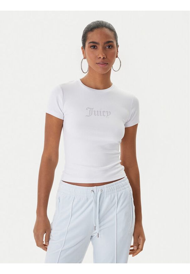 Juicy Couture T-Shirt Esme JCWCT225323 Biały Slim Fit. Kolor: biały