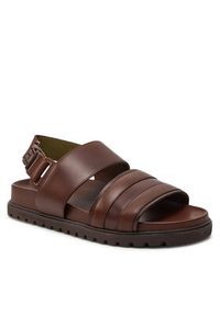 TOMMY HILFIGER - Tommy Hilfiger Sandały Elevated Th Buckle Lth Sandal FM0FM05007 Brązowy. Kolor: brązowy. Materiał: skóra