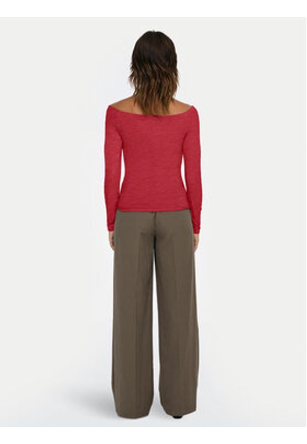 only - ONLY Bluzka Glamour 15339763 Czerwony Slim Fit. Kolor: czerwony. Materiał: syntetyk, wiskoza. Styl: glamour