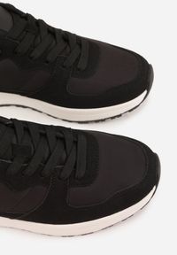 Born2be - Czarne Buty Sportowe Sneakersy na Grubej Podeszwie Nerola. Okazja: na spacer, na co dzień. Kolor: czarny. Materiał: jeans. Sport: turystyka piesza #3