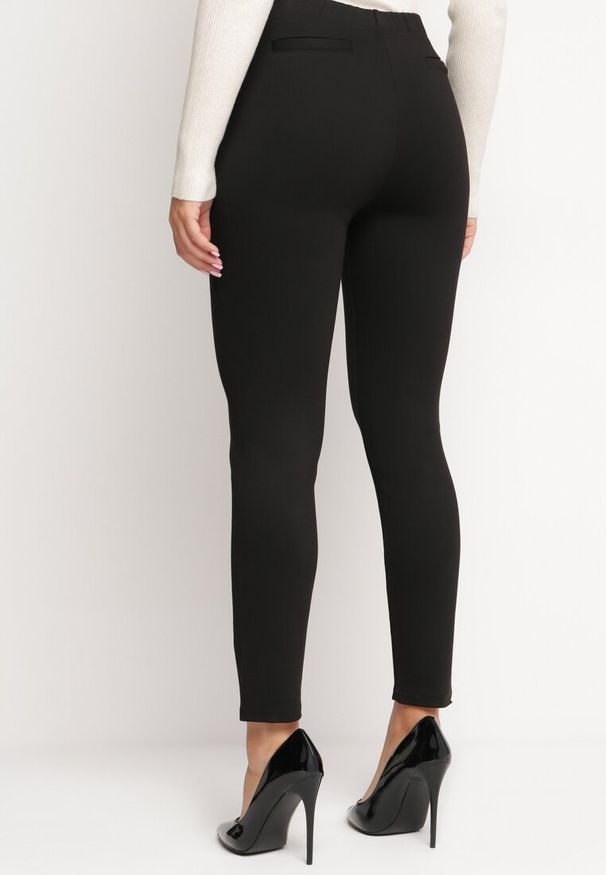 Born2be - Czarne Spodnie z Wysokim Stanem i Gumką w Pasie Belcanto. Okazja: na co dzień. Stan: podwyższony. Kolor: czarny. Styl: wizytowy, casual, elegancki