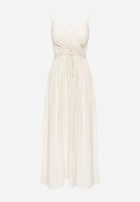 Born2be - Beżowa Sukienka z Wiskozy Amanita. Okazja: na co dzień. Kolor: beżowy. Wzór: kolorowy, jednolity. Typ sukienki: kopertowe. Materiał: wiskoza. Długość rękawa: na ramiączkach. Sezon: lato. Styl: casual. Długość: maxi #3