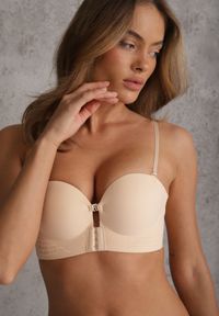 Renee - Beżowy Biustonosz Push Up z Zapięciem z Przodu Beliri. Kolor: beżowy. Rodzaj stanika: push-up #1