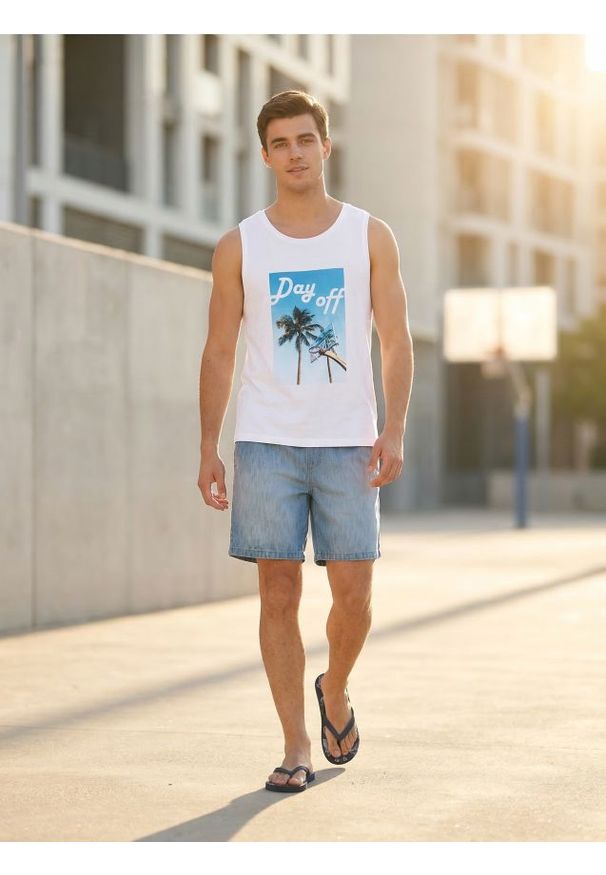 Sinsay - Szorty jeansowe loose jogger z efektem sprania - niebieski. Kolor: niebieski