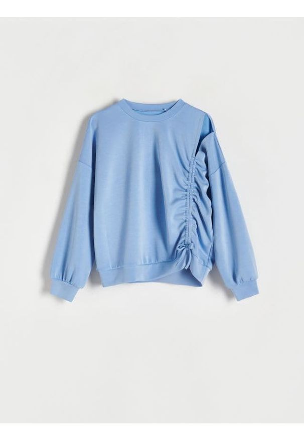 Reserved - Bluza ze ściągaczem - niebieski. Kolor: niebieski. Materiał: dzianina, wiskoza