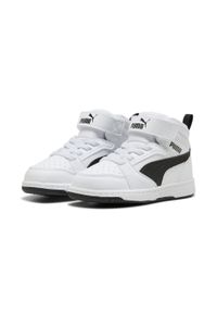 Puma - Buty do chodzenia dla dzieci PUMA Rebound V6 Mid. Kolor: czarny, biały, wielokolorowy. Sport: turystyka piesza