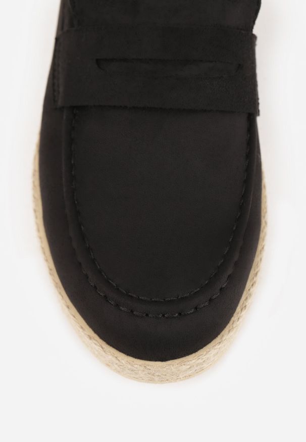 Born2be - Czarne Mokasyny Ozdobione Plecionką Fennata. Kolor: czarny. Wzór: aplikacja. Styl: boho, klasyczny