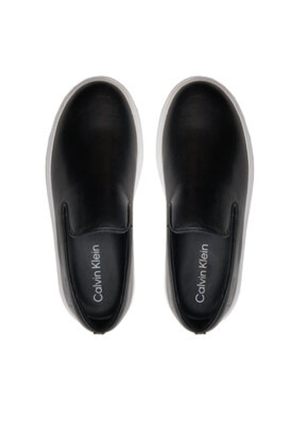 Calvin Klein Tenisówki FLATFORM CUPSOLE SLIP ON LTH HW0HW01893 Czarny. Zapięcie: bez zapięcia. Kolor: czarny. Materiał: skóra