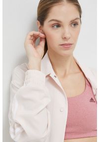 Adidas - adidas płaszcz kolor różowy. Kolor: różowy. Materiał: materiał #3