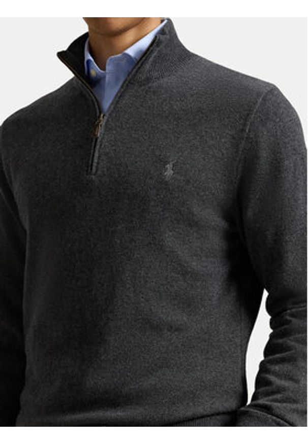 Polo Ralph Lauren Sweter 710876756017 Szary Regular Fit. Typ kołnierza: polo. Kolor: szary. Materiał: wełna