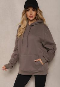 Renee - Szara Bluza Kangurka z Kapturem i Szeroką Kieszenią Vaminita. Okazja: na co dzień. Typ kołnierza: kaptur. Kolor: szary. Styl: sportowy, wizytowy, casual, rockowy #3