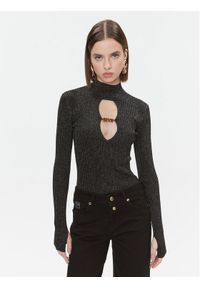 Versace Jeans Couture Bluzka 75HAFM48 Czarny Slim Fit. Kolor: czarny. Materiał: syntetyk