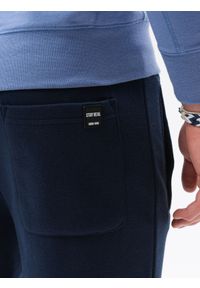 Ombre Clothing - Spodnie męskie dresowe P866 - granatowe - XXL. Kolor: niebieski. Materiał: dresówka. Styl: klasyczny