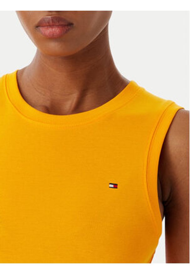 TOMMY HILFIGER - Tommy Hilfiger Top WW0WW47806 Pomarańczowy Slim Fit. Kolor: pomarańczowy. Materiał: bawełna
