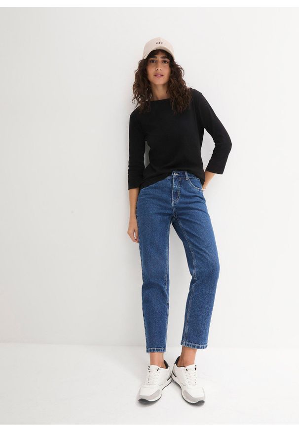 bonprix - Bluzka z długim rękawem z czystej bawełny organicznej. Kolor: czarny. Materiał: bawełna. Długość rękawa: długi rękaw. Długość: długie