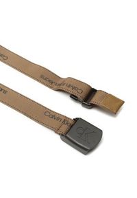 Calvin Klein Jeans Pasek Męski Plaque Logo Webbing Belt 38Mm K50K510473 Khaki. Kolor: brązowy. Materiał: materiał