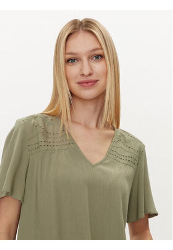 Vila T-Shirt Mesa 14092019 Zielony Regular Fit. Kolor: zielony. Materiał: wiskoza