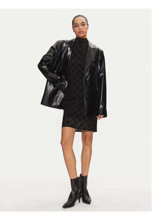 Hugo - HUGO Sukienka koktajlowa 50527448 Czarny Slim Fit. Kolor: czarny. Materiał: syntetyk. Styl: wizytowy