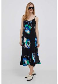 GAP sukienka kolor czarny midi prosta. Okazja: na co dzień. Kolor: czarny. Materiał: tkanina. Długość rękawa: na ramiączkach. Typ sukienki: proste. Styl: casual. Długość: midi #2