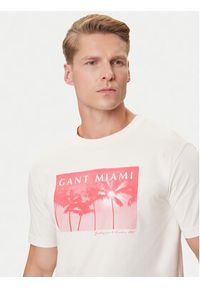 GANT - Gant T-Shirt 2003342 Écru Regular Fit. Materiał: bawełna #6