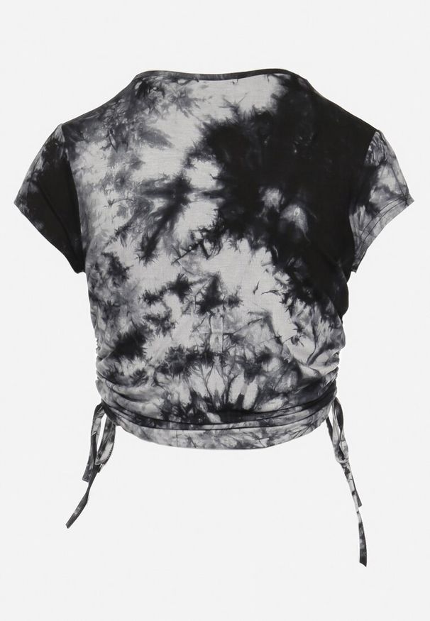 Born2be - Szaro-Czarny T-shirt Tie-Dye z Wiskozy o Krótkim Fasonie Haliarissa. Okazja: na co dzień. Kolor: szary. Materiał: wiskoza. Długość: krótkie. Styl: casual