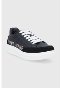Pepe Jeans Buty skórzane Abbey Willy kolor czarny na platformie. Nosek buta: okrągły. Zapięcie: sznurówki. Kolor: czarny. Materiał: skóra. Obcas: na platformie #2