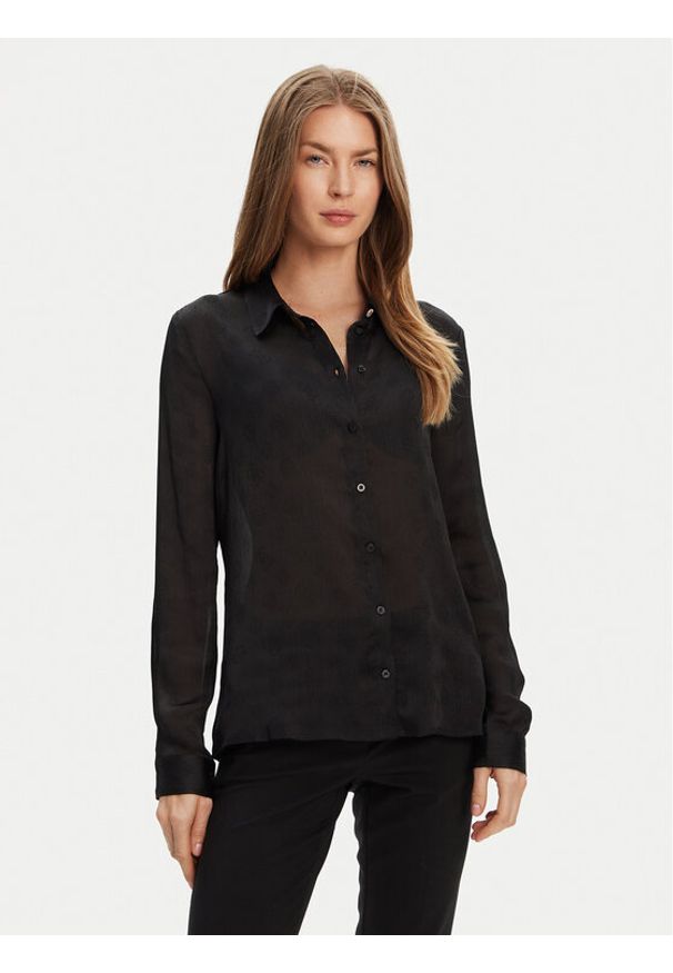 Guess Koszula W5YH1A WHCR2 Czarny Regular Fit. Kolor: czarny. Materiał: syntetyk