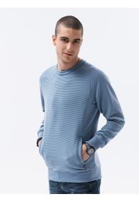 Ombre Clothing - Bluza męska bez kaptura B1156 - niebieska - XXL. Typ kołnierza: bez kaptura. Kolor: niebieski. Materiał: jeans, dresówka, dzianina, bawełna, poliester