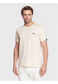 Alpha Industries T-Shirt Backprint 128507 Beżowy Regular Fit. Kolor: beżowy. Materiał: bawełna #1