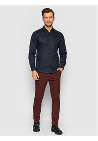 Selected Homme Koszula New Mark 16058640 Granatowy Slim Fit. Kolor: niebieski. Materiał: bawełna