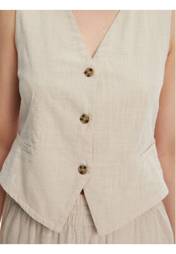 Vero Moda Kamizelka garniturowa Caia 10333795 Beżowy Regular Fit. Kolor: beżowy. Materiał: bawełna