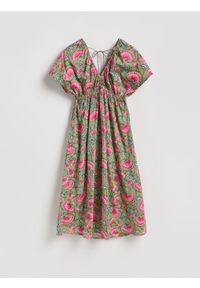Reserved - Wzorzysta sukienka midi - wielobarwny. Materiał: bawełna. Długość: midi #1