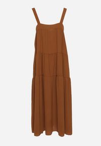 Born2be - Brązowa Sukienka o Rozkloszowanym Kroju z Wiązaniem z Tyłu Savinelle. Okazja: na imprezę, na co dzień. Kolor: brązowy. Styl: elegancki, casual #7