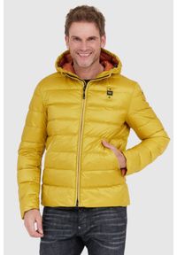 Blauer USA - BLAUER Żółta męska puchowa kurtka Sergio z kapturem, Rozmiar XL. Typ kołnierza: kaptur. Kolor: żółty. Materiał: puch
