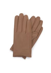Wittchen - Damskie rękawiczki z gładkiej skóry. Kolor: brązowy. Materiał: skóra. Wzór: gładki. Styl: elegancki