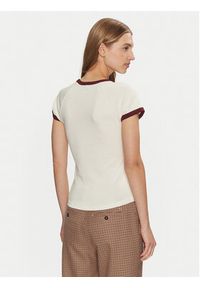 TOMMY HILFIGER - Tommy Hilfiger T-Shirt WW0WW43898 Beżowy Slim Fit. Kolor: beżowy. Materiał: bawełna