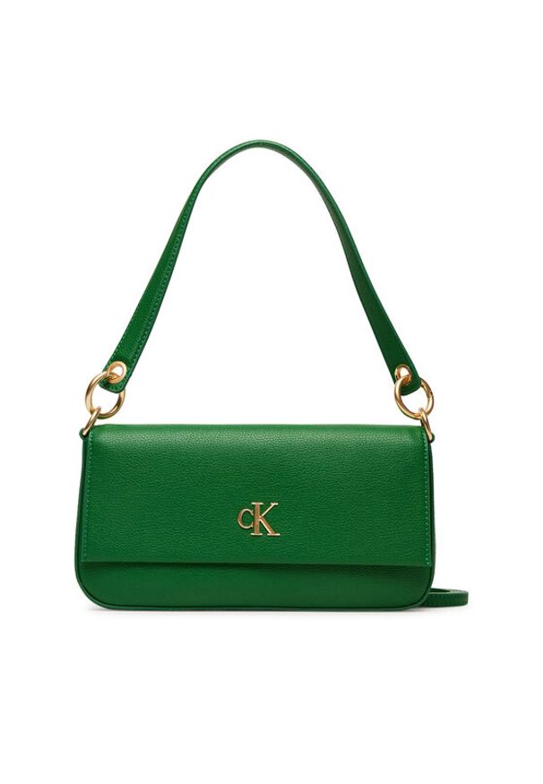 Calvin Klein Jeans Torebka Minimal Monogram Shoulder Pouch LV04K3161G Zielony. Kolor: zielony. Materiał: skórzane