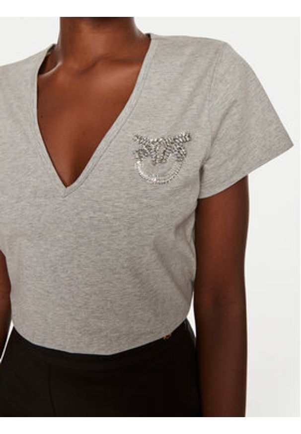 Pinko T-Shirt Turbato 100372 A24E I42 Szary Regular Fit. Kolor: szary. Materiał: bawełna
