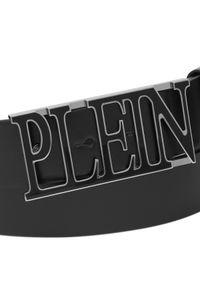 Philipp Plein - PHILIPP PLEIN - Czarny skórzany pasek z logo. Kolor: czarny. Materiał: skóra. Styl: elegancki