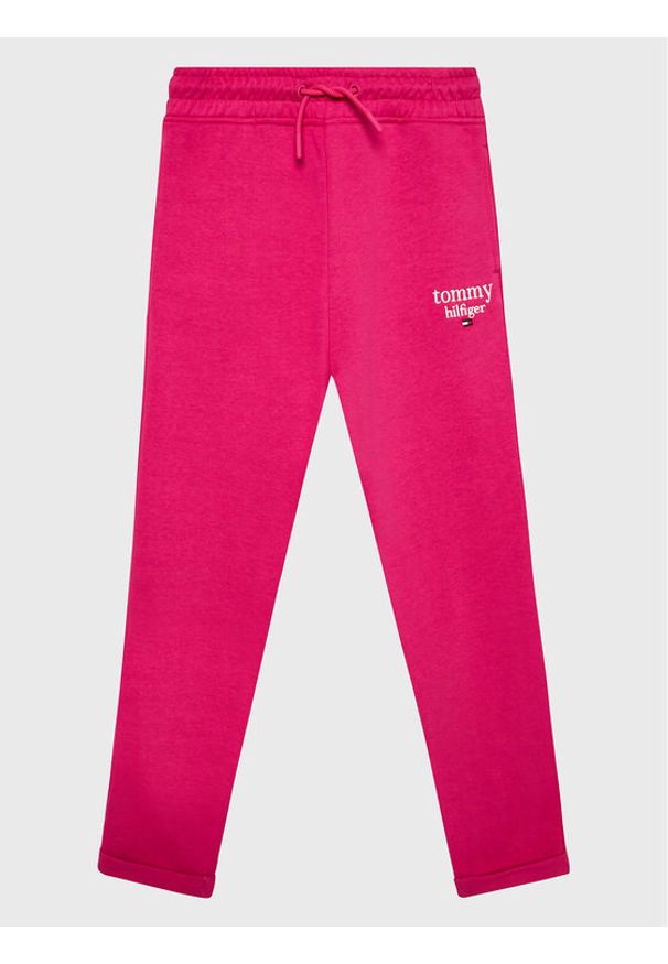 TOMMY HILFIGER - Tommy Hilfiger Spodnie dresowe Graphic KG0KG06866 D Różowy Regular Fit. Kolor: różowy. Materiał: bawełna