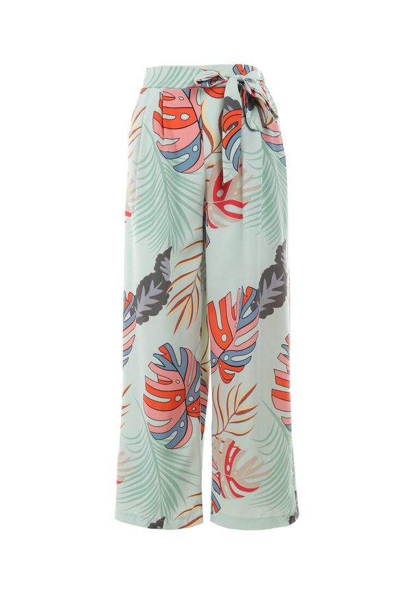 Born2be - Miętowe Spodnie Szerokie Penthanie. Stan: podwyższony. Kolor: miętowy. Materiał: tkanina. Długość: długie